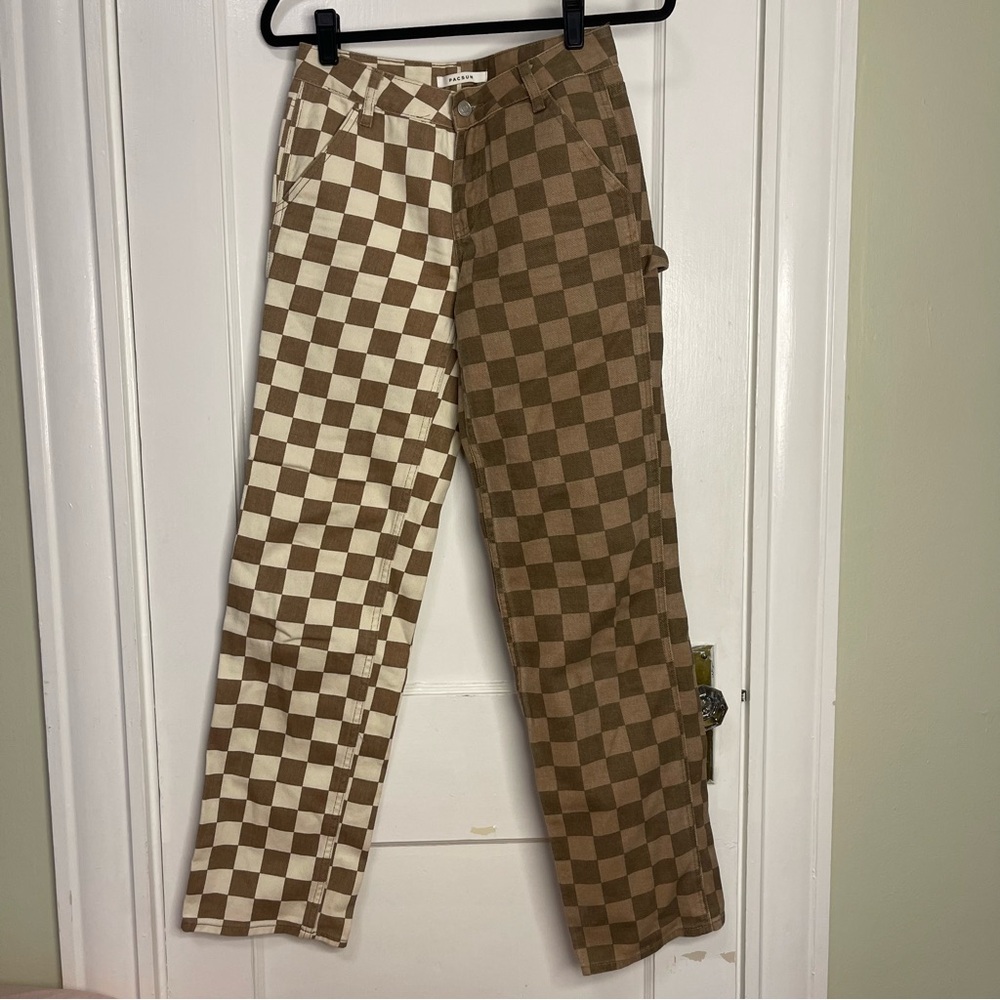 PacSun Carpenter pants, two-tone checkered